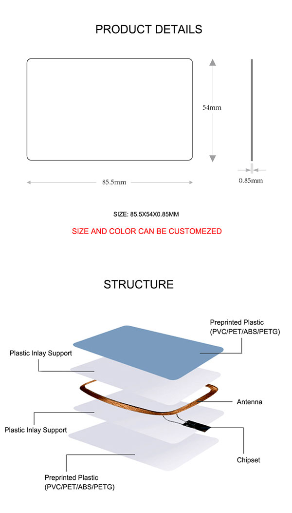 OEM High Quality Pvc NFC Blank Card Glossy White <a href=https://rfid-life.com/RFID-Card.html target='_blank'>RF<a href=https://rfid-life.com/product/ID-card-custom-induction-RFID-property-access-control-attendance-TK4100-chip-thick-card-125k-low-frequency-LF-member-white-card.html target='_blank'>ID Card</a></a>