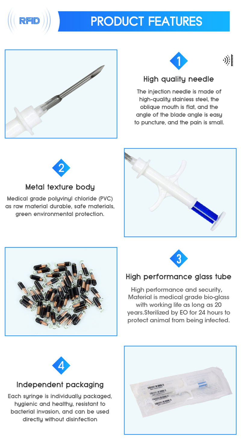 動物注射用 RFID ガラス管生体電子タグ 2