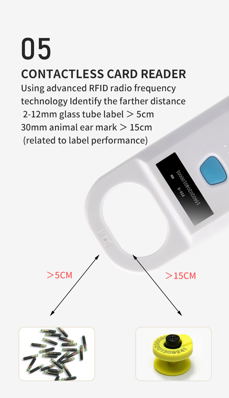 ポータブル小型ハンドヘルド 134.2Khz Rfid 動物 ID リーダー 6