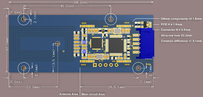 非接触 ISO14443A、ISO15693 カード モジュール HF マルチプロトコル スマート センサー IC カード読み取り/書き込みモジュール